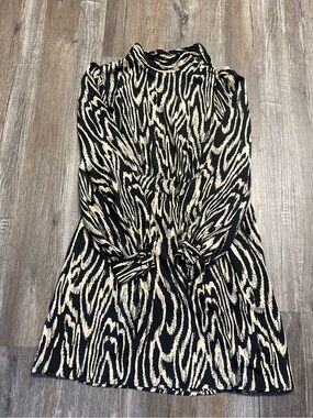 Who What Wear Womens Dress Black/Cream Zebra Pattern Small